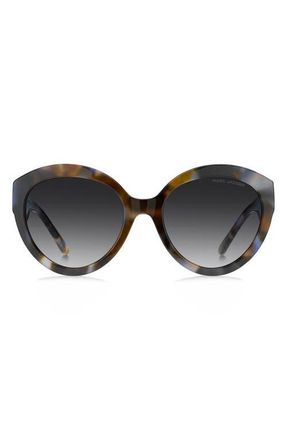Marc Jacobs 56mm Cateye Sunglasses in Brown Blue Havana/Grey at Nordstrom