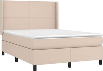 vidaXL Vidaxl - Cama Box Spring Colch&oacute;n Led Cuero Sint&eacute;tico Capuchino 140x190cm
