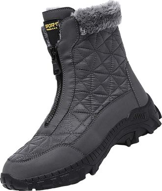 Generic Winter Snow Boots for Men, Walking Boot Zipper Warm Boots Fleece Lined Outdoor Boot Non-Slip Soles Hiking Booties Comfortable Casual Trainers Hard Wea