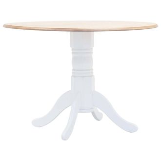 Berkfield Home Dining Table White & Brown 106 cm Solid Rubber Wood