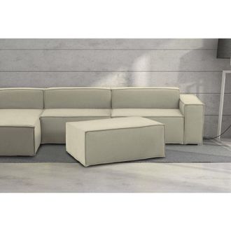 Dmora Dmora - Puff Dabdella, Otomana De La Sala De Estar, 100% Made In Italy, Sill&oacute;n Relax En Tela Tapizada, Cm 100x70h43, Beige