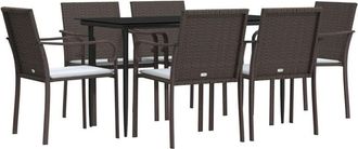 vidaXL Juego Comedor Jard&iacute;n 7 Piezas Y Cojines Rat&aacute;n Sint&eacute;tico Y Acero Vidaxl