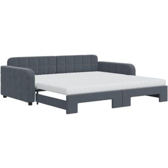 vidaXL Vidaxl - Divano Letto Estraibile Materassi Grigio Scuro 100x200 Velluto