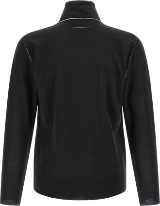 Maison Margiela Virgin Wool Blend Turtleneck Sweater - Black
