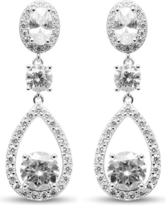 Luxenter 925 sterling zilveren oorbellen met briljante zirkonia rhodium afwerking - ruit