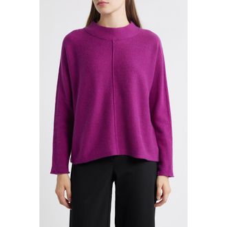Eileen Fisher Dolman Sleeve Organic Cotton & Recycled Cashmere Sweater in Berry Bloom at Nordstrom Rack, Size X-Small