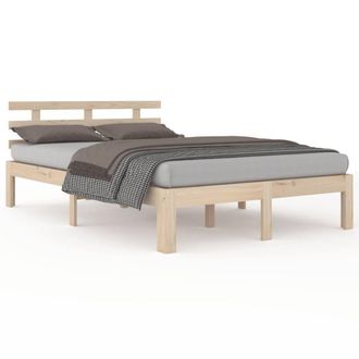 Berkfield Home Bed Frame Solid Wood 150x200 cm King Size in Light Sand