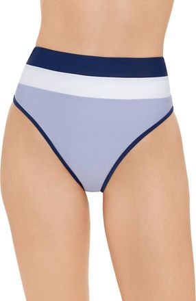 Champion Womens High Waisted Bathing Suit Bottom Color Blocked In Salty Purple