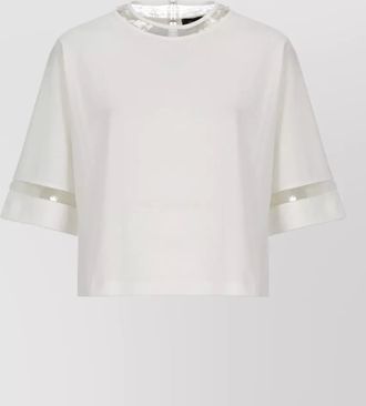 Fabiana Filippi cotton t shirt sequin neckline short sleeves