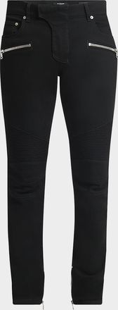 Balmain Men & apos;s Denim Biker Pants