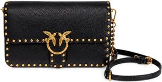 Pinko Pinko, Tassen, Dames, Zwart, ONE Size, Leer, Love One Crossbody Bag