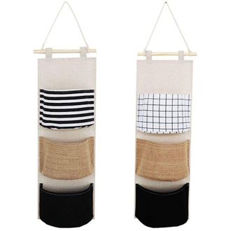 OEM Juego De 2 Bolsitas Colgantes, Cada Una Con 3 Compartimentos, Para Guardar Mandos A Distancia, Joyas Y Llaves - Crezuo