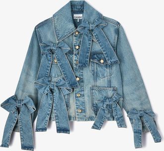 Ganni Blue Light Rigid Denim Jacket - Size 34 Organic Cotton