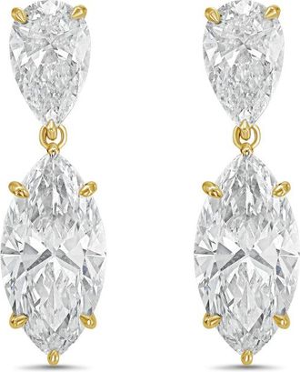 Diana M. Jewels 14KW YG 12.00 Ct TW of Lab grown pear and marquise shape diamond drop earrings