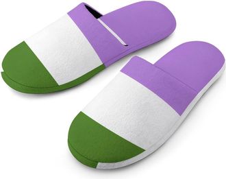Generic Genderqueer Flag Mens Cozy Memory Foam Slippers Warm Cotton House Shoes Comfy Slipper for Indoor Outdoor
