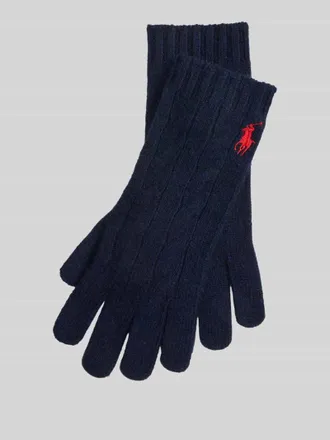 Polo Ralph Lauren Handschuhe aus Woll-Mix mit Logo-Stitching in Marine, Gr&ouml;&szlig;e 1