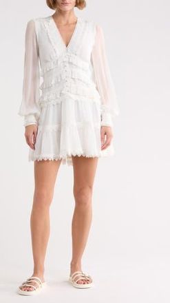 AllSaints Zaphia Long Sleeve Babydoll Minidress in White at Nordstrom Rack, Size 12 Us / 16 Uk