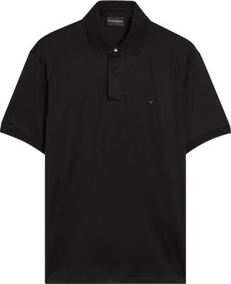 Emporio Armani Logo-embroidered Jersey Polo Shirt - Black - XL