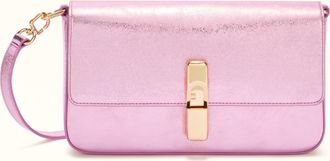 Furla Iride Crossbody S Sakura Pink Piuma Metal Calf Leather Woman