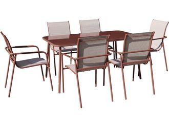 Habitat et Jardin Set Da Pranzo Da Giardino In Metallo malaga - 7 Posti - Terracotta