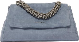 Orciani Suede Crocodile Print Longuette Handbag