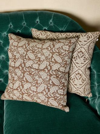 Chamois Block-Printed Linen Cushions - 19.5in/50cm (Set of 2)