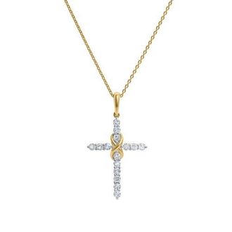 LuvMyJewelry Isola 14K Gold Diamond Cross Pendant - 0.24 ct in 14K Yellow Gold at Nordstrom