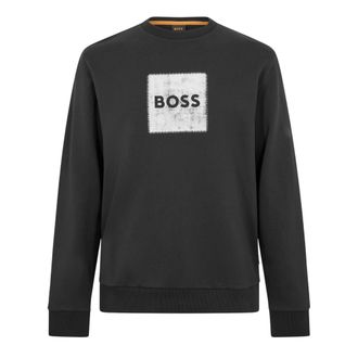 HUGO BOSS Heren Stitch Crew Hals Sweatshirt (Zwart)