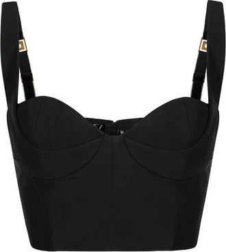 Elisabetta Franchi Technische Stof Top - Dames - Tops zonder mouwen - Zwart - M - Satijn - Tops