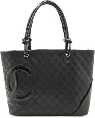 Chanel Black Pink Cambon Ligne Shoulder Bag Tote Bag (Pre-Owned)