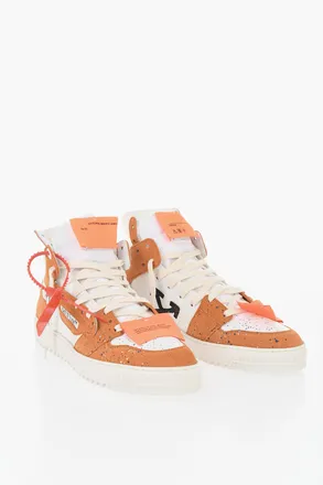 Off-white Bicolor Painting-Effect Leather High-Top Sneakers Off-White