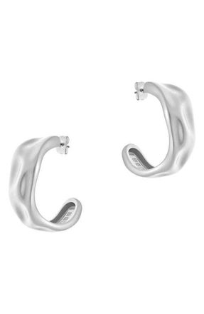 Reiss Halle Hammered Hoop Earrings in Silver Tone at Nordstrom