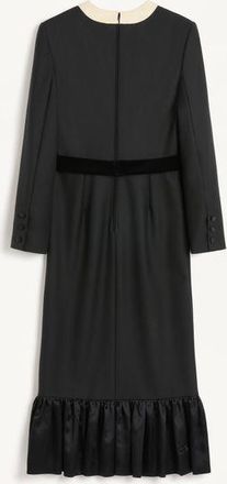 Valentino Abito Midi In Lana Vergine Con Fiocchi Donna NERO/SOFT BEIGE 36