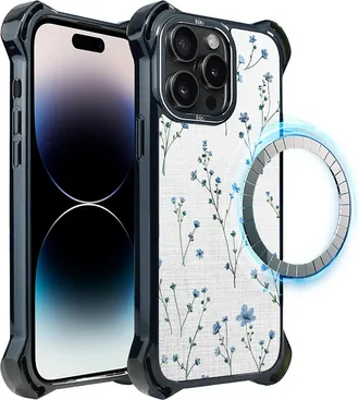 OEM Funda Ibizu Dropguard Ultra Para Iphone 14 Pro Con Magsafe, Color Pastel Bloom, Color Azul Sue&ntilde;o