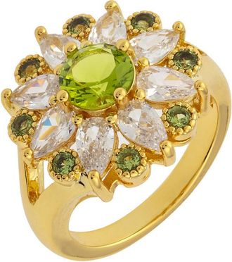 Bertha Sunglasses Juliet Collection Womens 18k YG Plated Light Green Floral Statement Fashion Ring Size 9