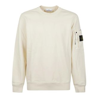 Stone Island Sweatshirts, male, Beige, Size: XL Logo Sweatshirt