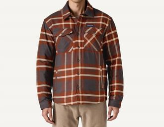 Patagonia Insulated Fjord Flannel Shirt In Ashore Ink Black