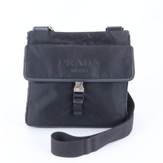 Prada Navy Nylon Leather Shoulder Bag (Pre-Owned)