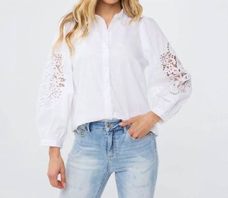 Esqualo Wita Lace Sleeve Blouse In White