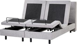 Beliani Electric Bed Light Grey EU King Size 5ft3 Remote Control Adjustable Fabric Upholstery Chenille VICEROY