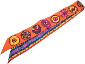 Herm&egrave;s Pre-owned Scarves, female, Orange, Size: ONE SIZE Pre-owned Belles Du Mexique Twilly Scarf