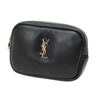 Saint Laurent Pre-owned Leather Pouch - Dames - Pre-owned - Zwart - Maat: ONE Size Leer