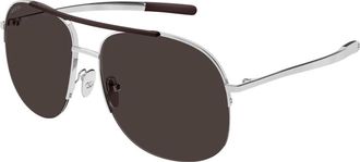 Gucci Navigator Zonnebril - Dames - Zonnebrillen - Grijs - 61 MM - Accessoires