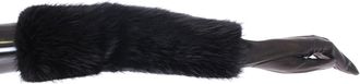 Dolce & Gabbana Black Beaver Fur Lambskin Leather Elbow Womens Gloves