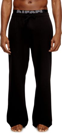 Diesel Logo-waistband lounge pants in cotton terry - Pants - Man - Black