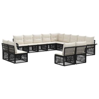 vidaXL Conjunto De Sof&aacute;s De Jard&iacute;n 13 Pcs Negro Rat&aacute;n Sint&eacute;tico Vidaxl