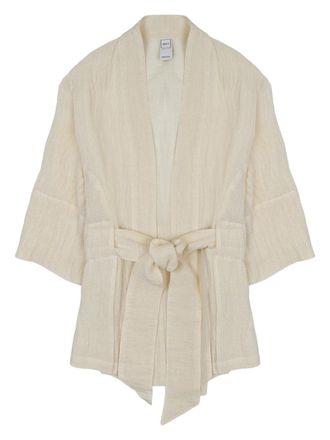 120% Lino Linen Blend Belted Kimono Jacket