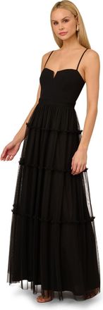 Adrianna Papell Womens Mesh Strapless Long Dress - Black - Size 18 UK