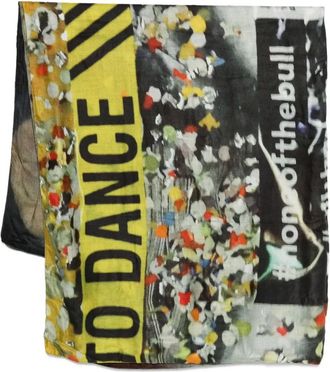 Talking Walls letters-print scarf - women - Silk/Modal - One Size - Blue