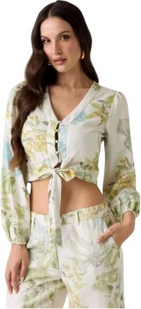 Guess Overhemden, Dames, Beige, XS, Linnen, Shirley Linnen Top
